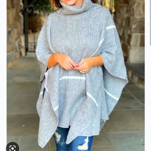 NWT boutique purchased grey cowl neck poncho sweater feel.
